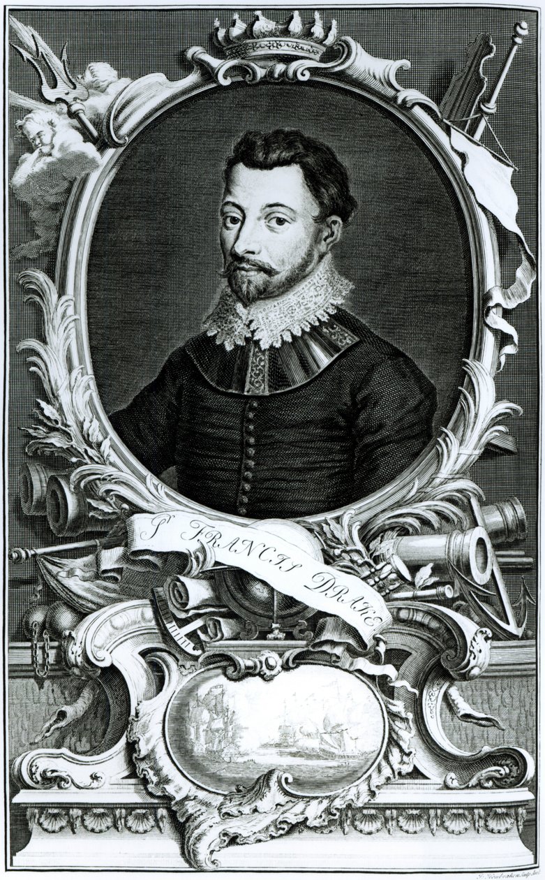 Portrait of Sir Francis Drake (engraved by Jacobus Houbraken) by English School