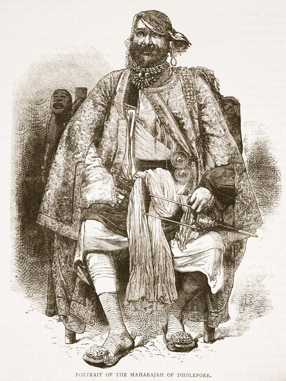 Portrait of the Maharajah of Dholepore, illustration from Cassell