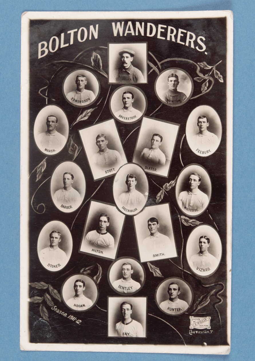 Postcard of Bolton Wanderers FC players, season 1911-12 by English School