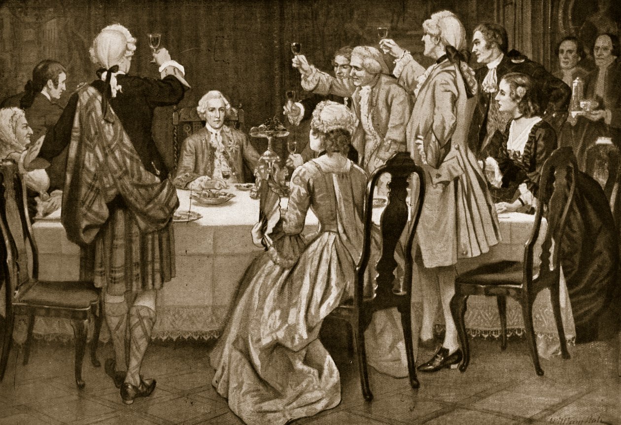 Prince Charles Edward at Holyrood, illustration from Hutchinson