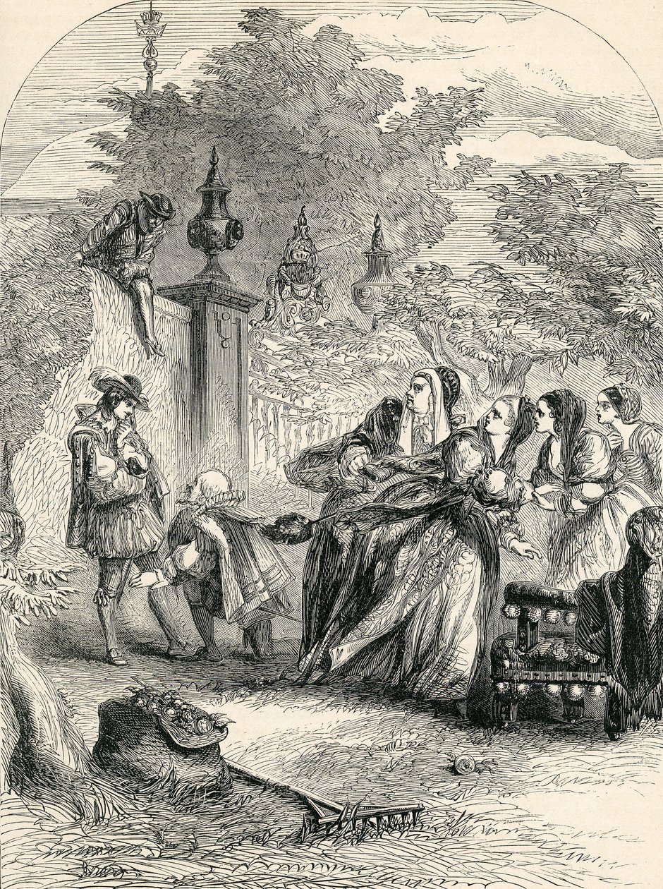 Prince Charles Surprising the Infanta in Orchard by English School