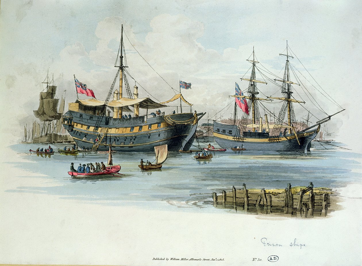 Prison Ships Used by the British During the Napoleonic Wars to House French Prisoners by English School