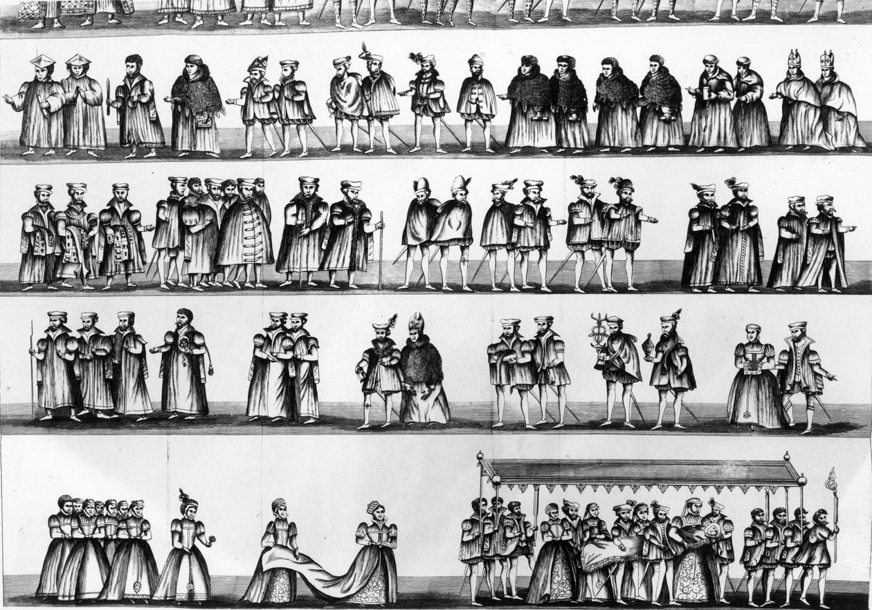 Procession at the Christening of Prince Arthur, Son of Henry VII, Engraved in 1782 by English School