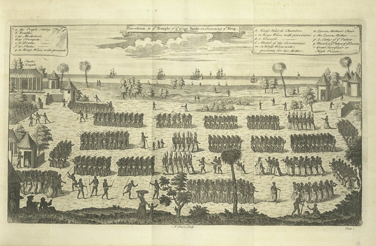 Procession to the Temple of the Great Snake on crowning the King, illustration from 