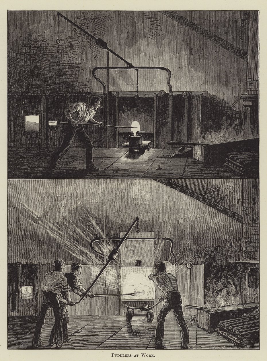Puddlers at Work by English School