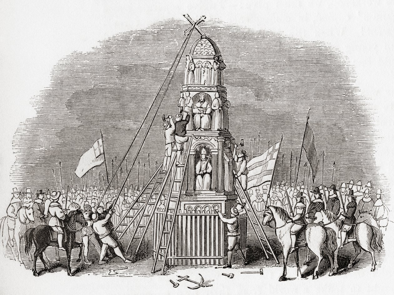 Puritans destroying the Cheapside Cross aka Eleanor Cross, London ...