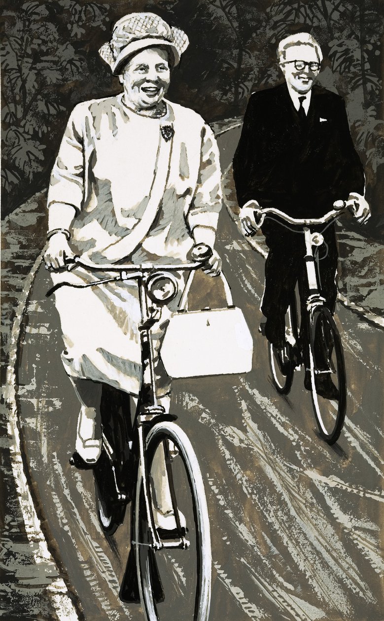 Queen Juliana of Holland on a Bicycle by English School