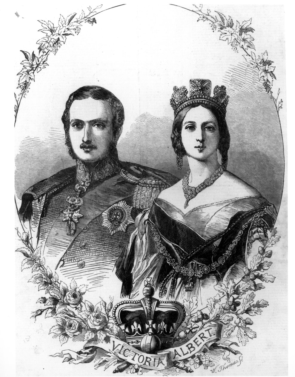 Queen Victoria (1819-1901) and Prince Albert (1819-61) engraved by W. Thomas by English School