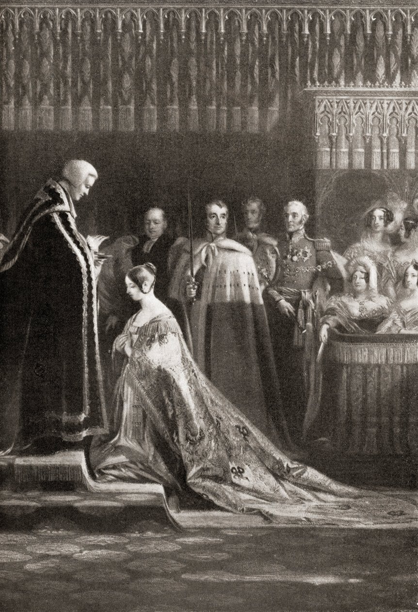 Queen Victoria receiving the Holy Sacrament after her coronation by English School