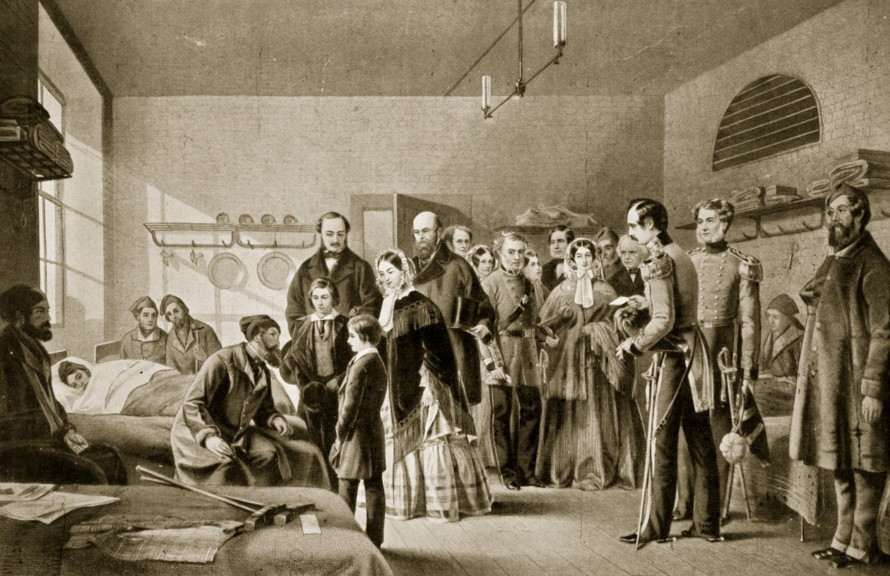 Queen Victoria visiting the wounded by English School