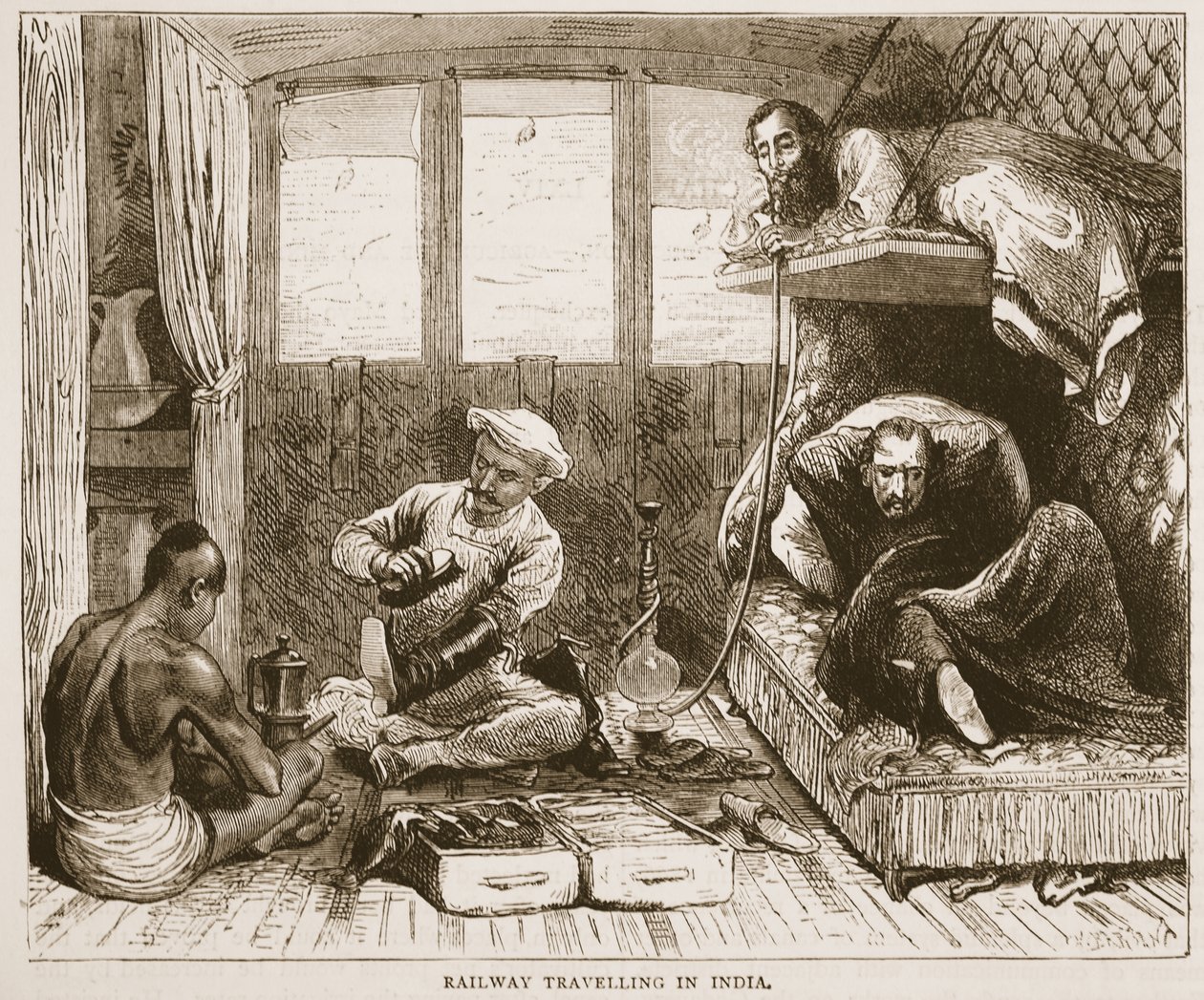 Railway Travelling in India, illustration from Cassell