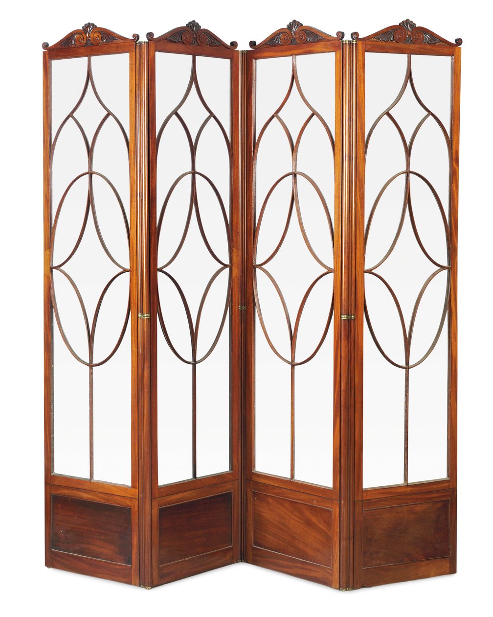 Regency four fold screen with foliate cresting, c.1815 by English School