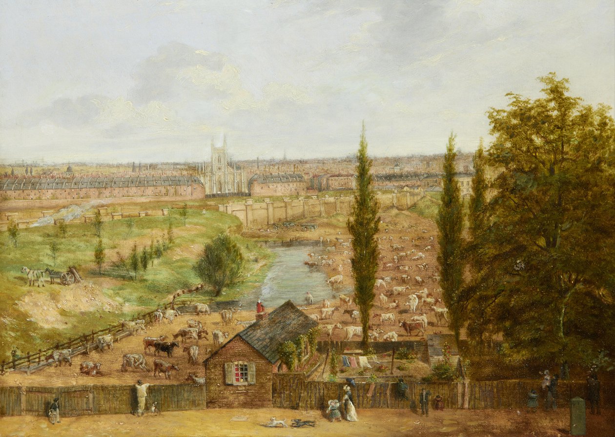 Rhobess Farm in 1844 (now Ampthill Square in Camden, London) by English School