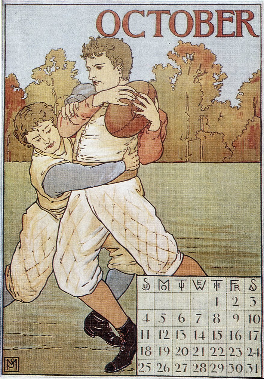 Rugbymen - English Calendar, circa 1895 by English School