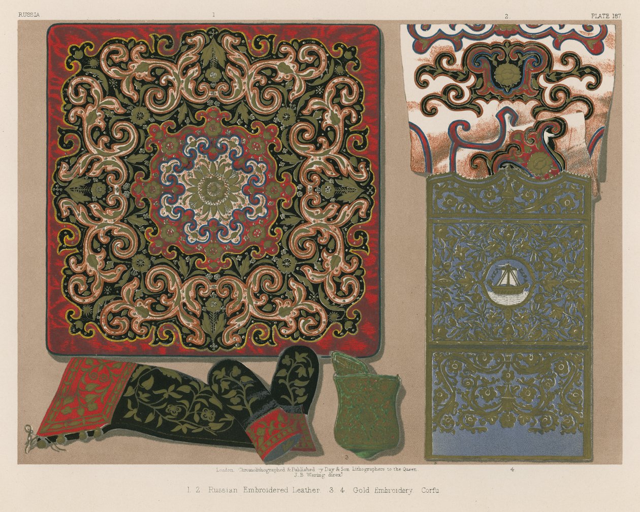 Russian Embroidered Leather, Gold Embroidery, Corfu by English School