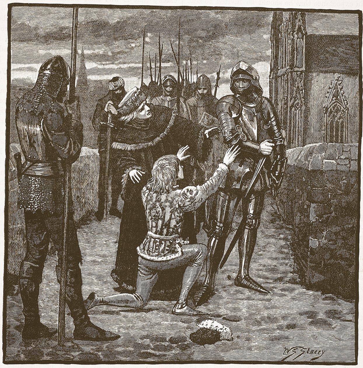 Rutland beseeching Clifford to spare his life (Illustration from Cassell