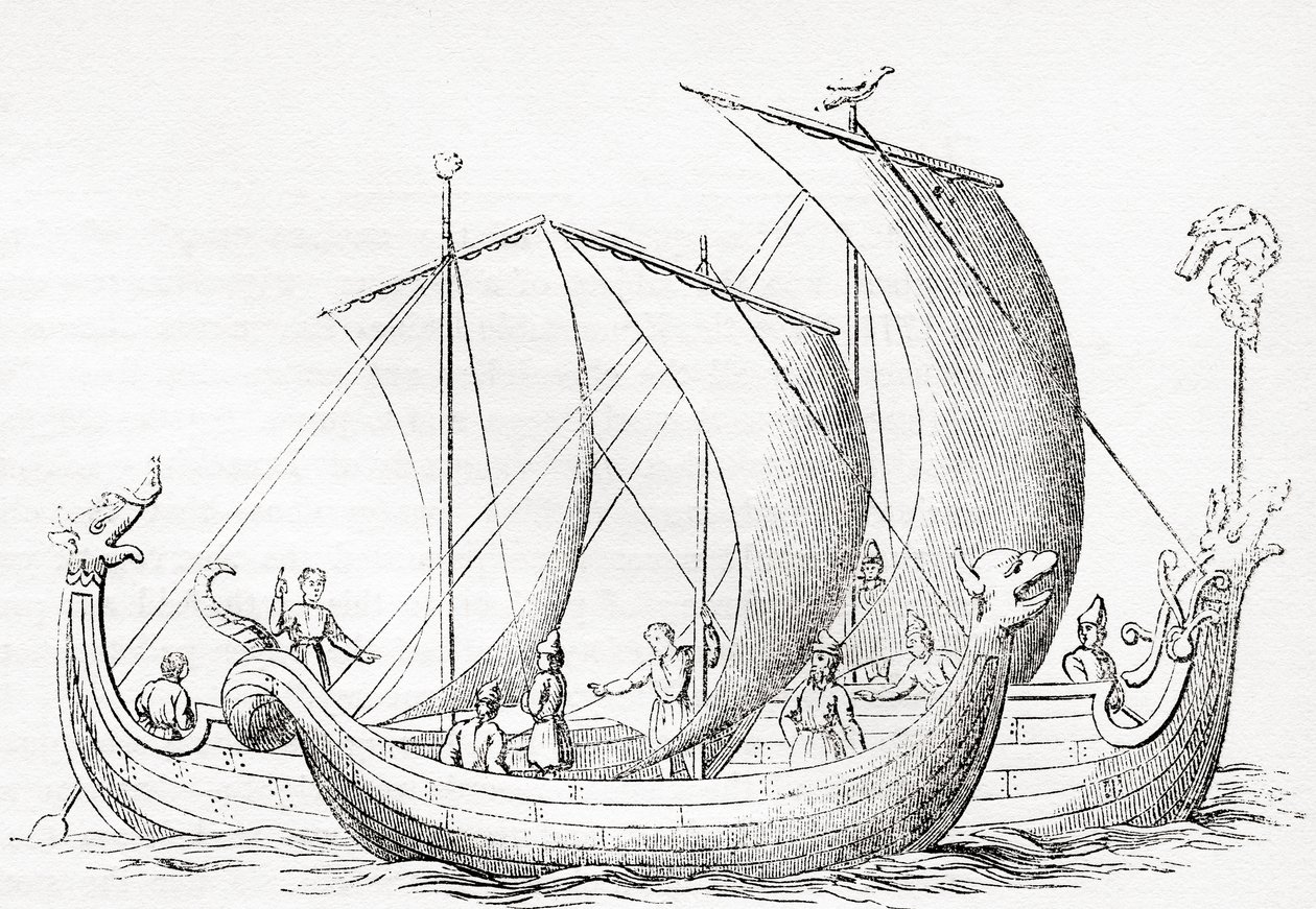 Saxon Ships, After an Engraving in Strutt