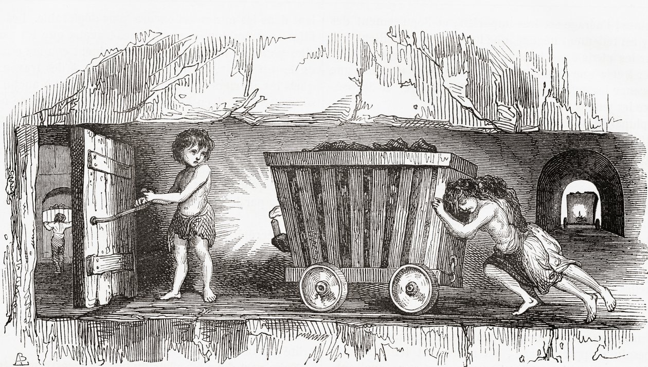 Scene inside an English coal mine, early 19th century by English School