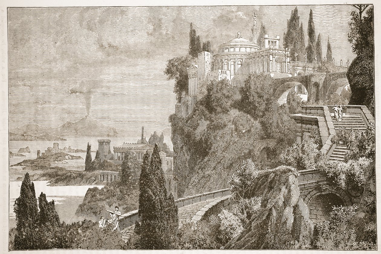 Scenery at Cape Misenum, near Baiae by English School