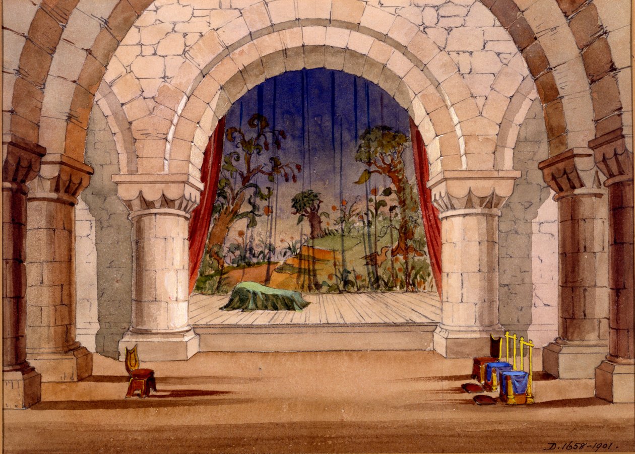 Set Design for Hamlet by William Shakespeare, 1858 by English School