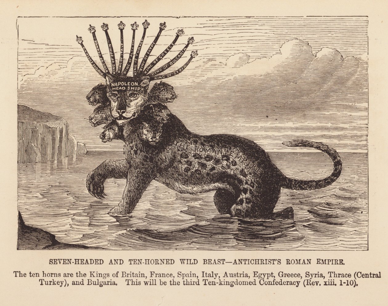 Seven-Headed and Ten-Horned Wild Beast by English School