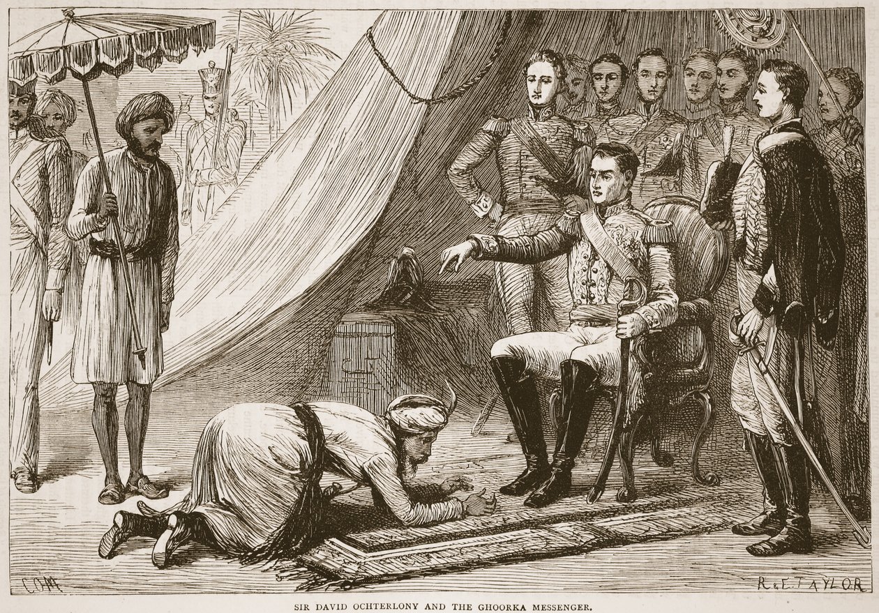 Sir David Ochterlony and the Ghoorka Messenger, illustration from Cassell