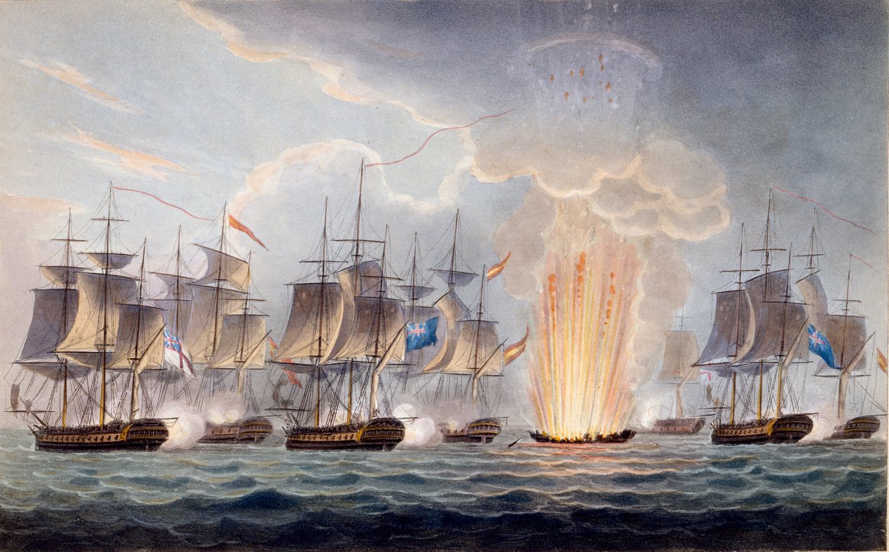 Sir Graham Moores Action off Cape St. Mary, October 5th 1804, from The Naval Chronology of Great Britain, by J. Ralfe by English School