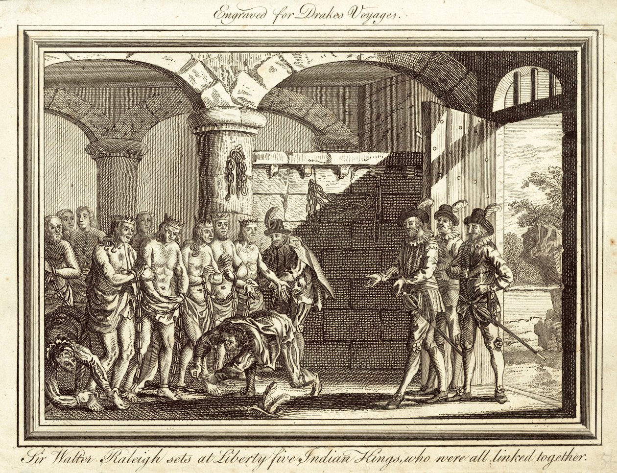 Sir Walter Raleigh Sets at Liberty Five Indian Kings by English School