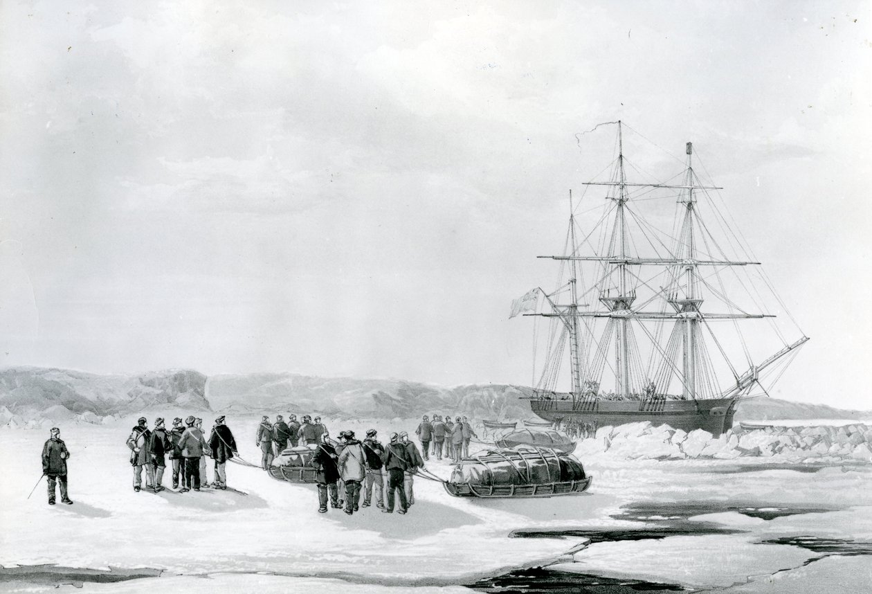 Sledge Party Leaving HMS Investigator in Mercy Bay, Under Command of Lieutenant Gurney Creswell by English School
