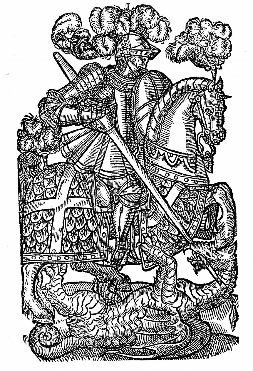 St George, the Red Cross Knight, Killing the Dragon by English School