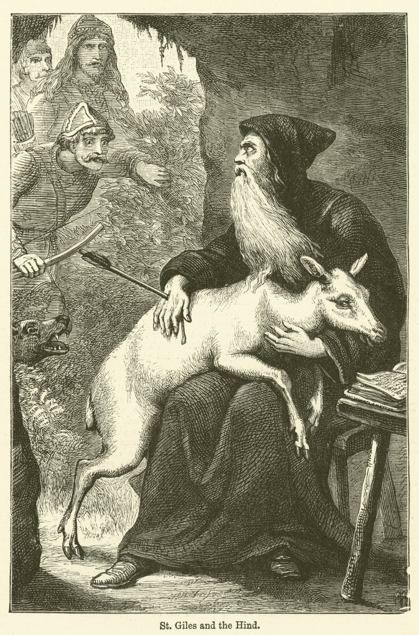 St Giles and the Hind by English School