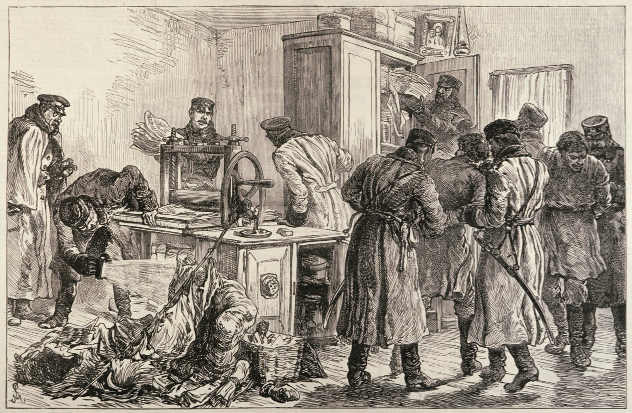 St. Petersburg Police Discovering a Nihilist Printing Press, from 