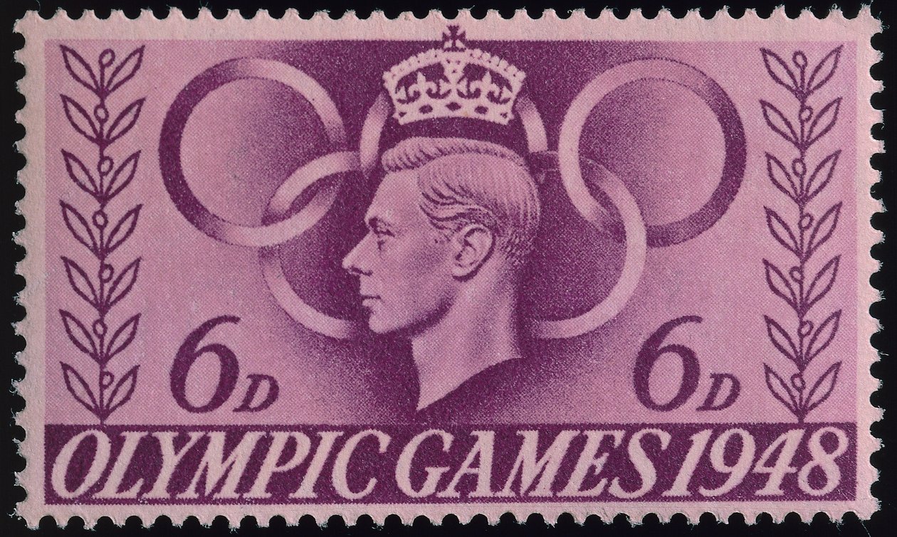 Stamp commemorating the 1948 London Olympics by English School