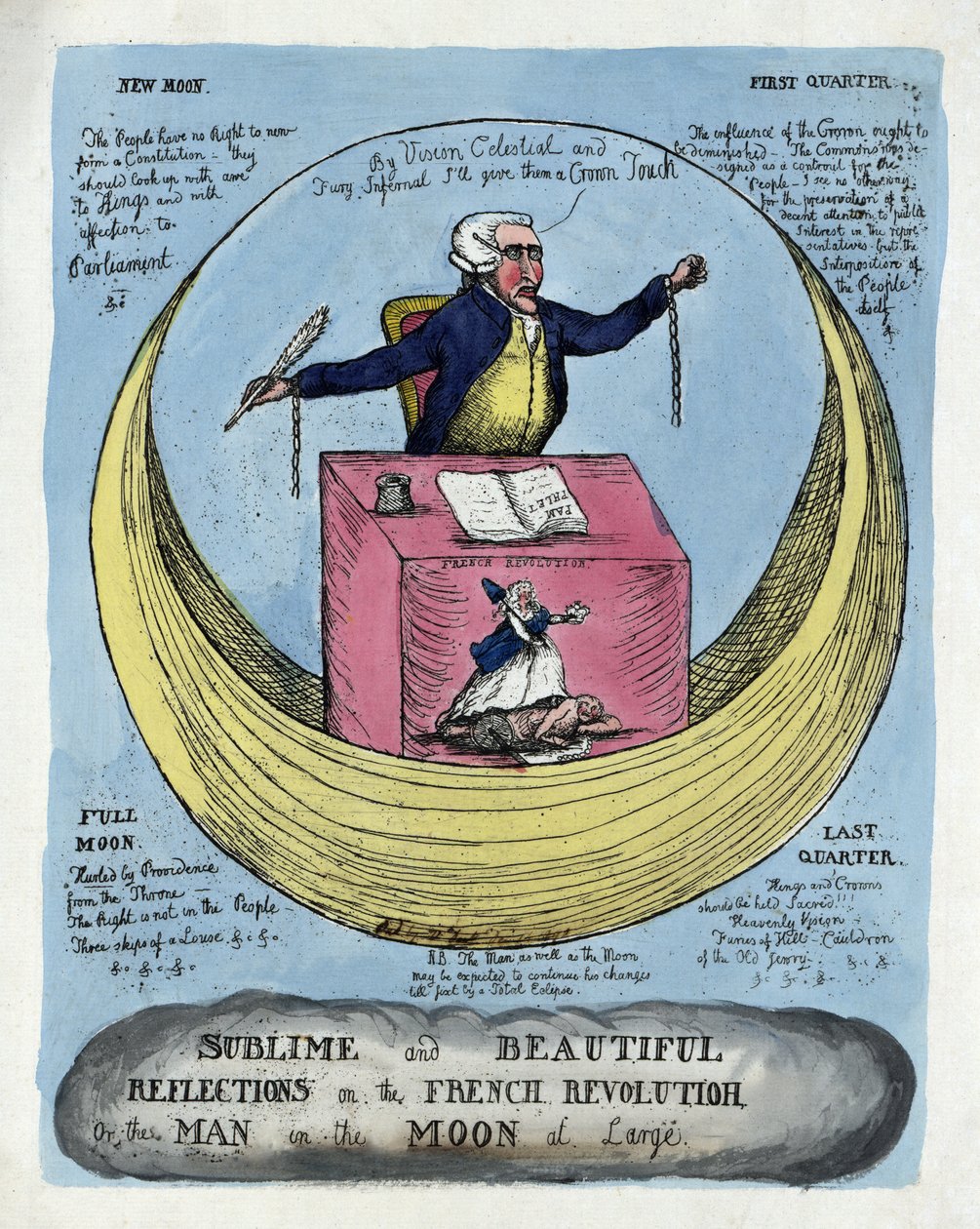 Sublime and Beautiful Reflections on the French Revolution, or the Man in the Moon at Large, pub. 1790 by English School