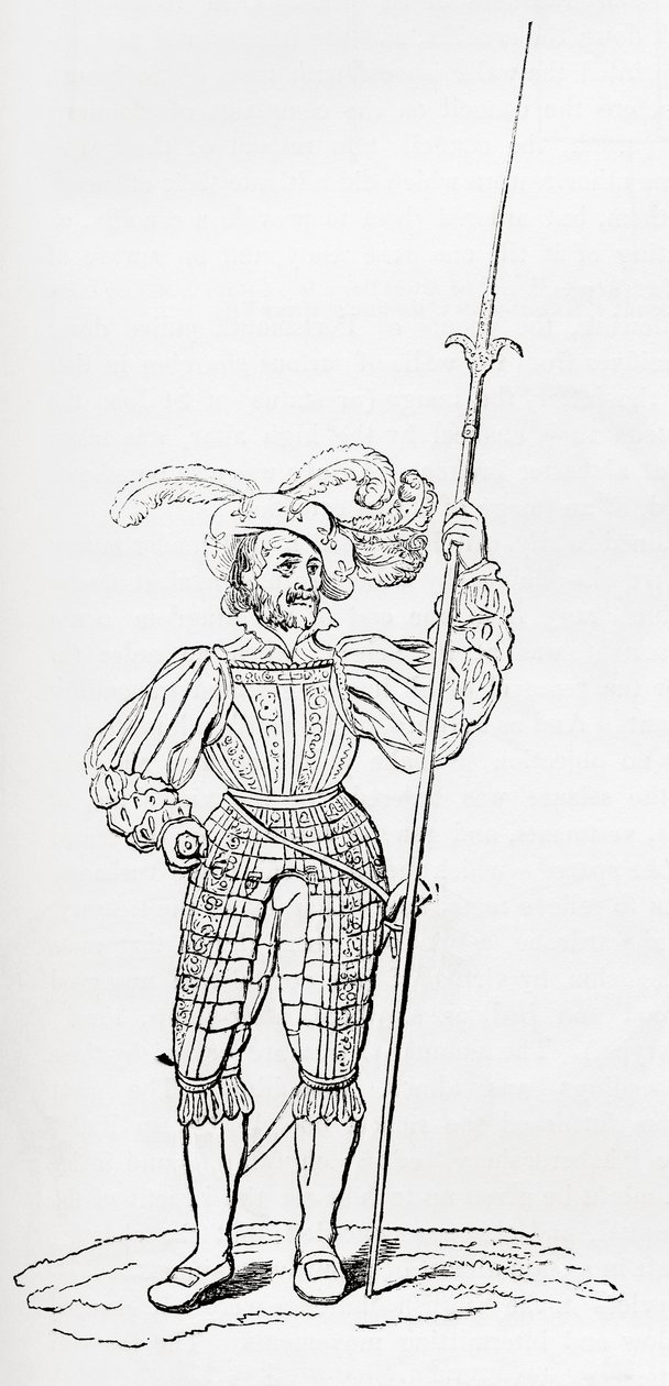 Suit of ribbed and engraved armour, from Old England: A Pictorial Museum by English School