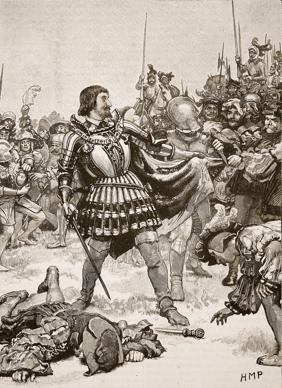 Surrender of Francis on the Battlefield of Pavia, Illustration from Cassell