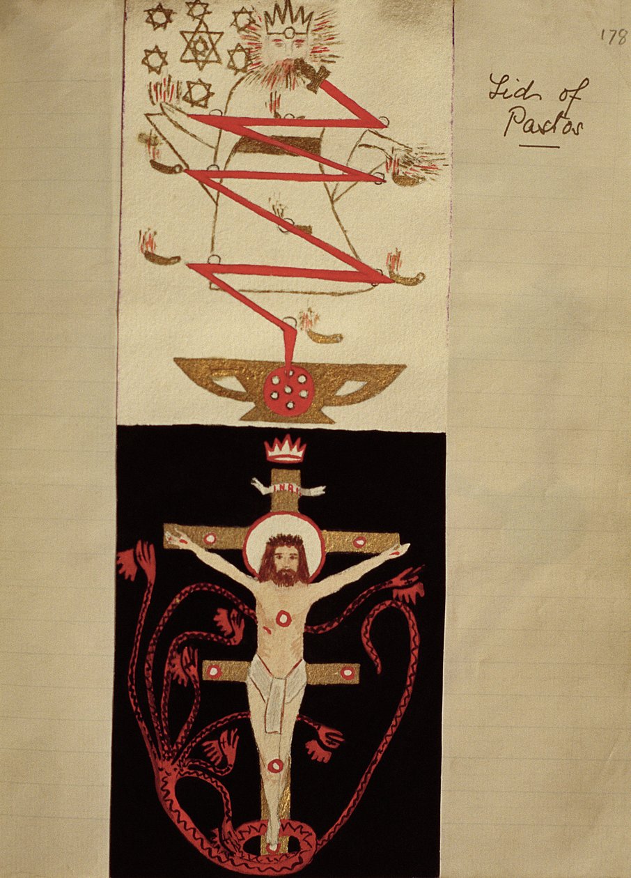 Symbolic designs on the lid of the Pastos in the vault of the Adepts, c.1895 by English School