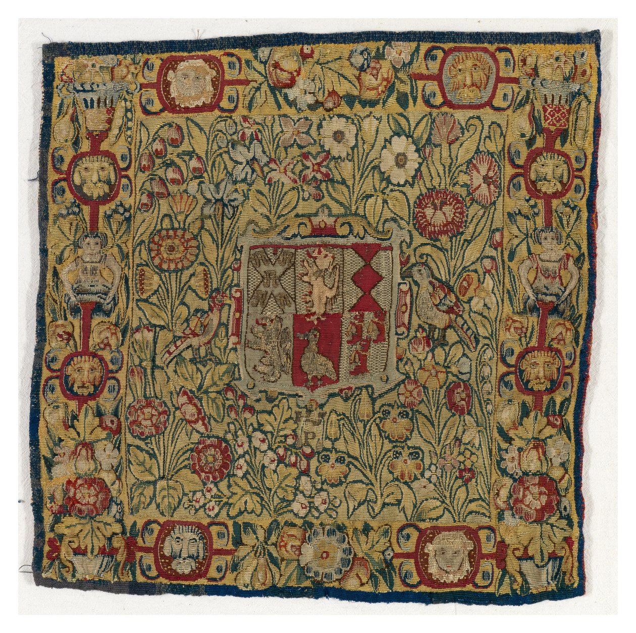 Tapestry Cushion Cover Depicting the Arms of Sacheverell, Made in Sheldon, England, After 1600 by English School