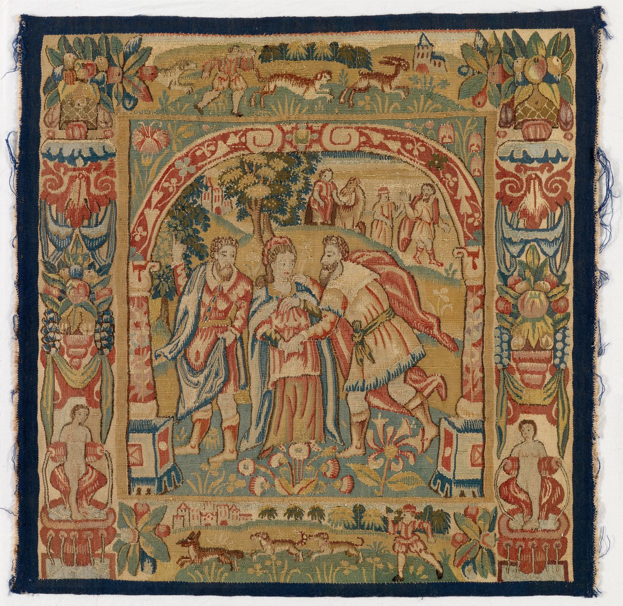Tapestry Panel Depicting The Queen of Sheba Meeting Solomon, Made in Sheldon, England by English School