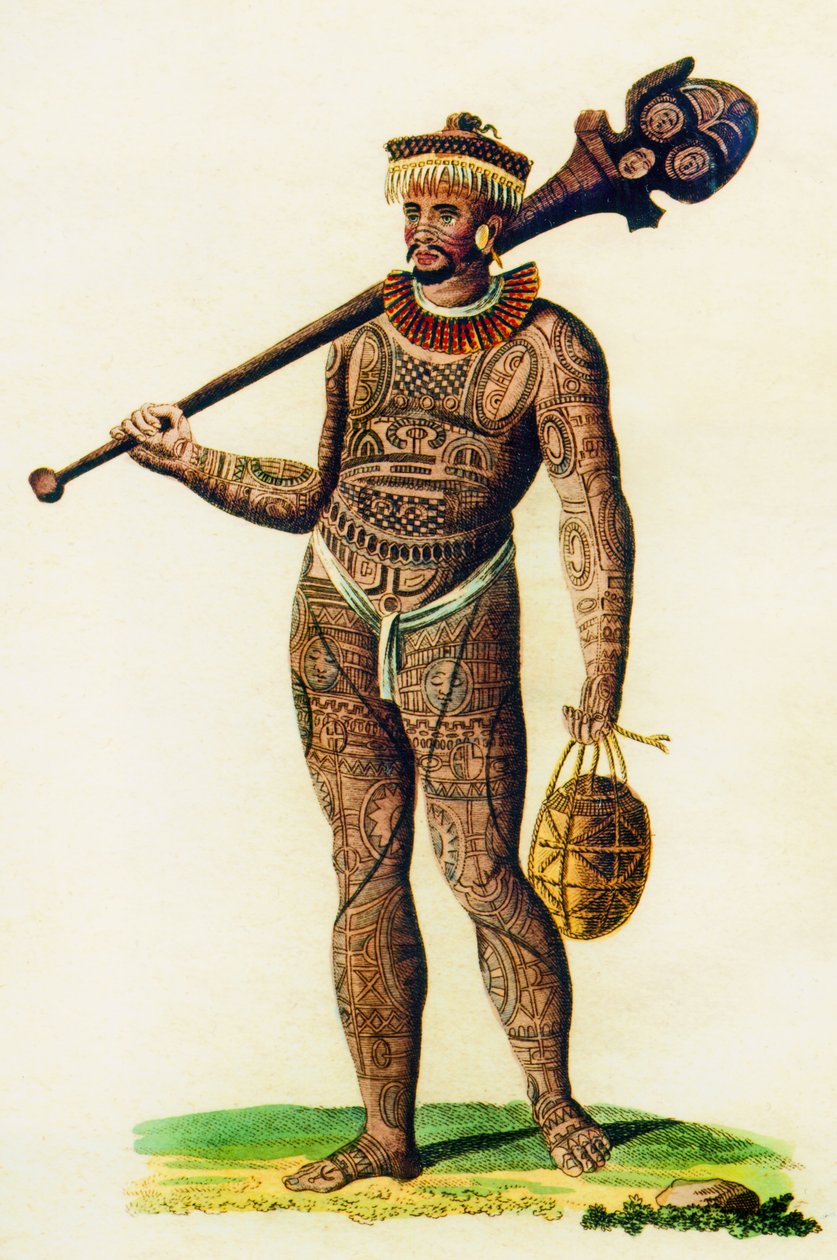 Tattooed man of the Marquesas islands, 1843 by English School