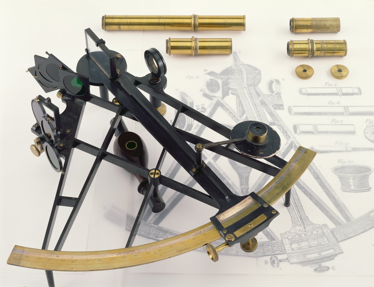 Ten Inch Sextant, probably by George Adams, signed by the dealer William Healer by English School