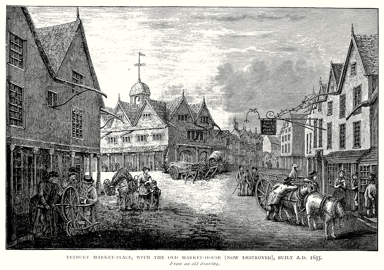 Tetbury Market-Place, with the Old Market-House (Now Destroyed), Built AD 1655 by English School
