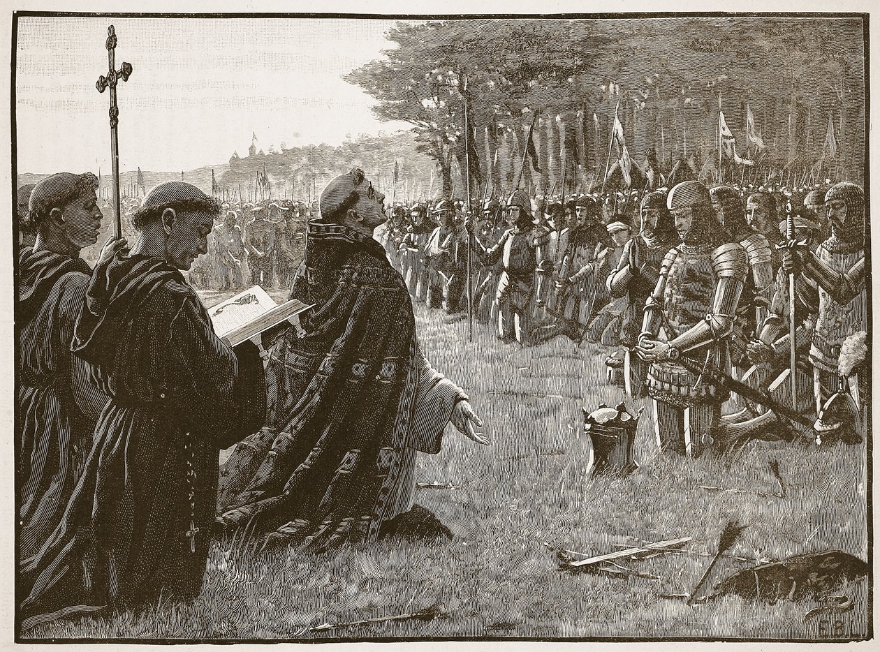 Thanksgiving of the English Army after the Battle of Agincourt, 25th October 1415 (Illustration from Cassell