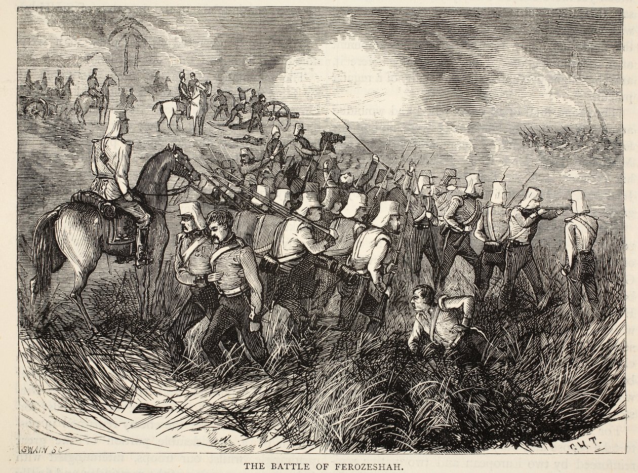 The Battle of Ferozeshah, illustration from Cassell