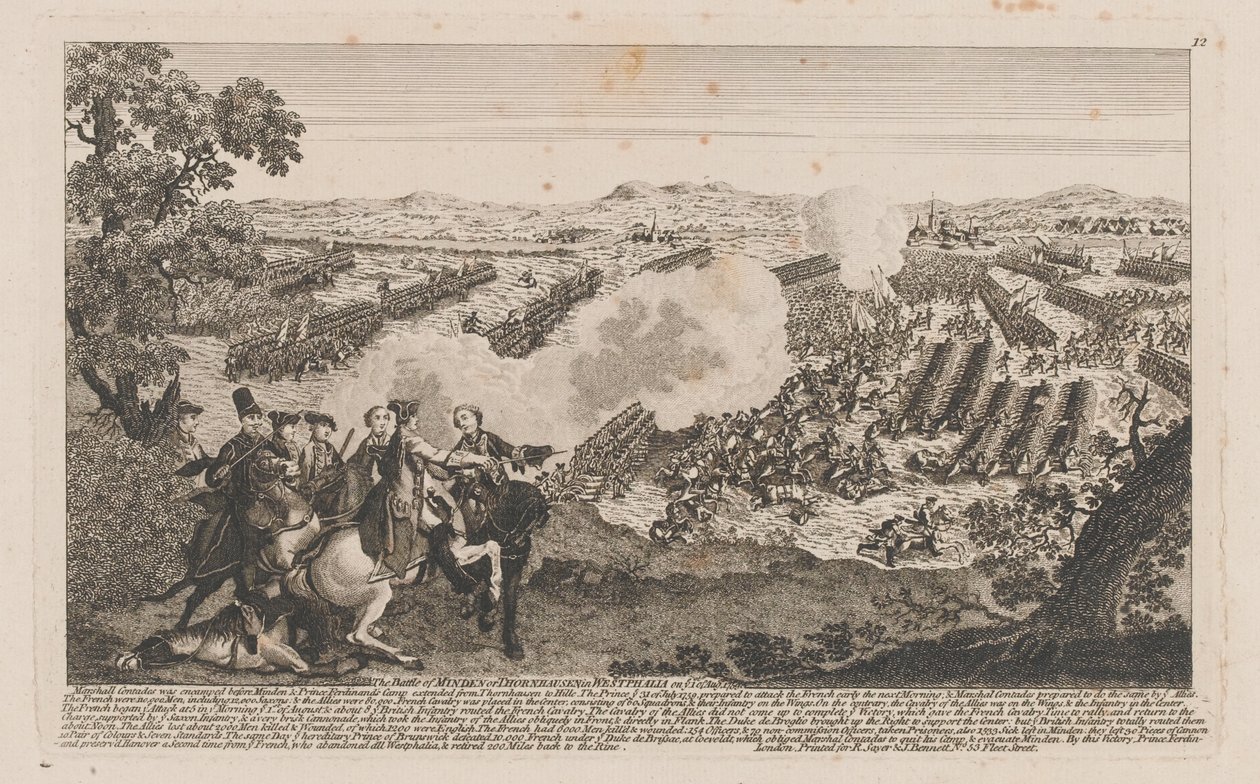 The Battle of Minden or Thornhausen in Westphalia on 1st of Aug 1759 by English School