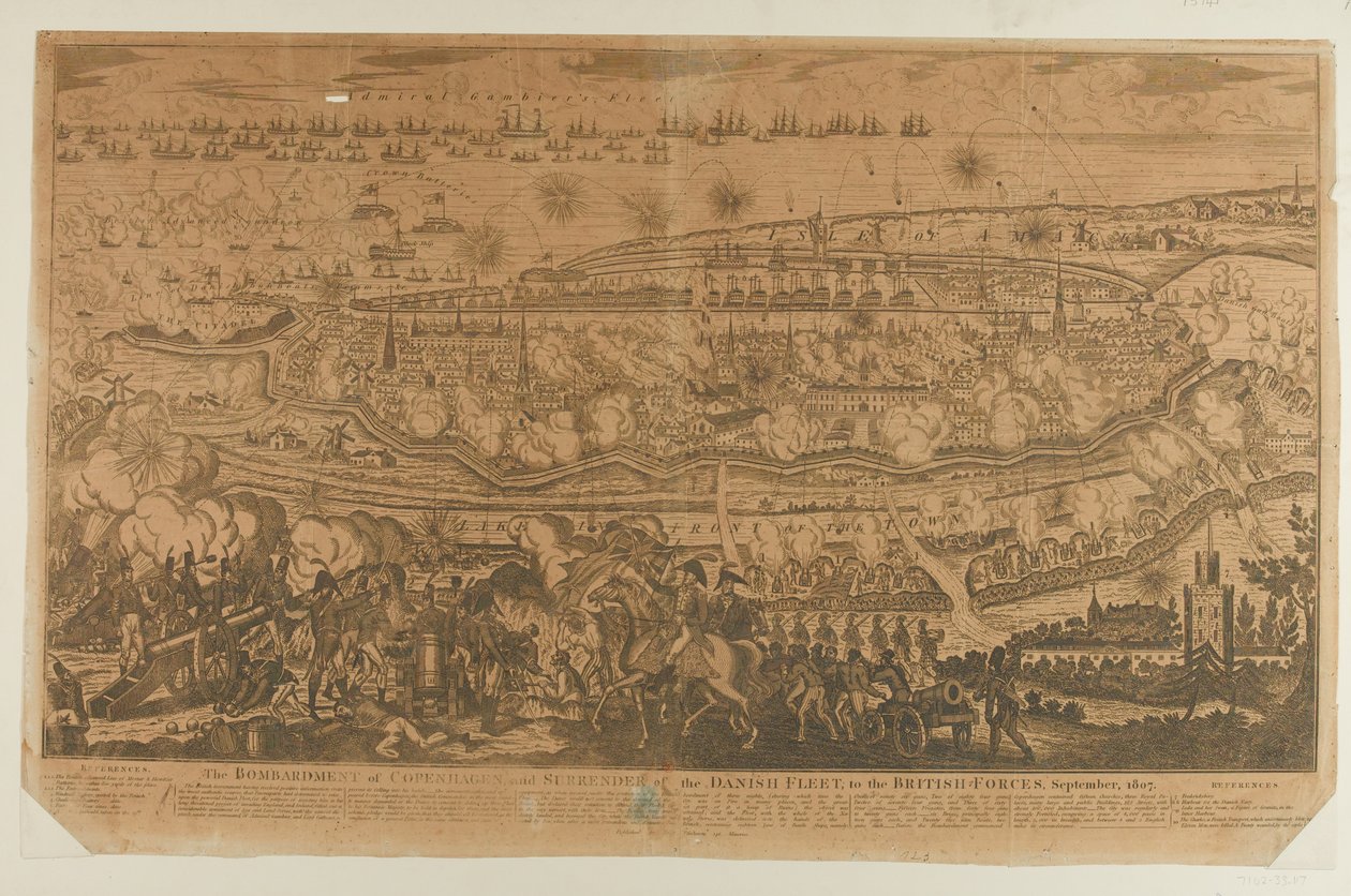 The Bombardment of Copenhagen and Surrender of the Danish Fleet, September 1807, published by John Fairburn in 1807 by English School