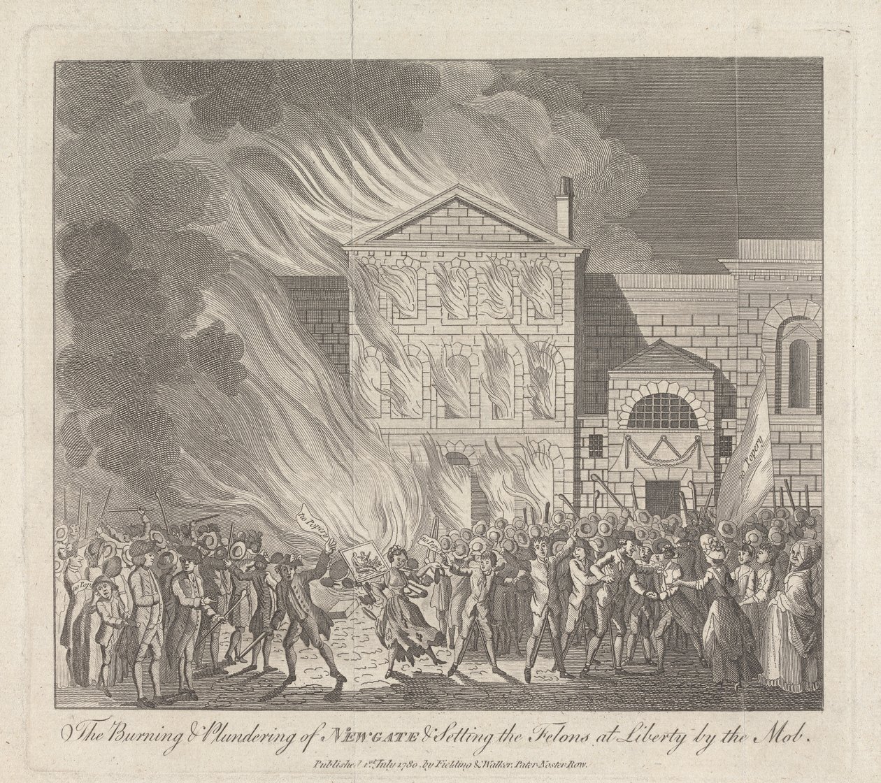 The Burning and Plundering of Newgate and Setting the Felons at Liberty by the Mob by English School