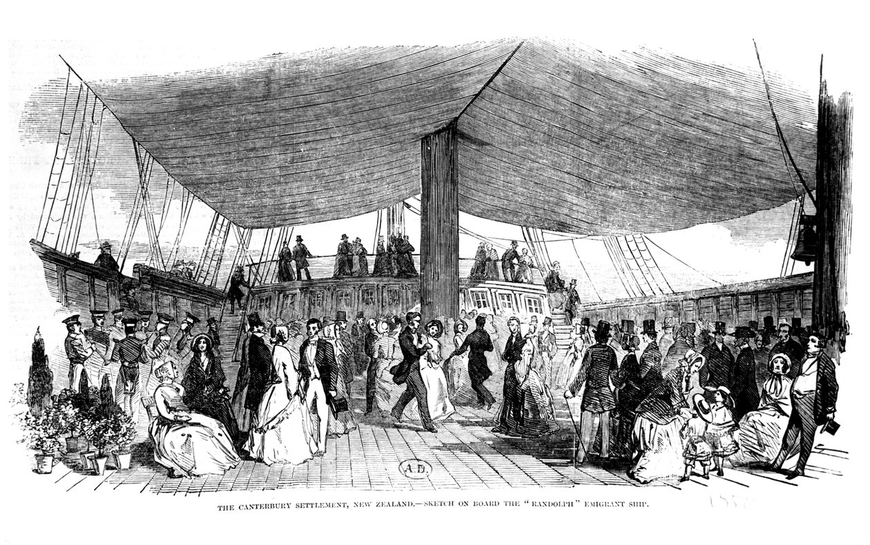 The Canterbury Settlement, New Zealand - sketch on board the Randolph Emigrant ship, 1850 by English School
