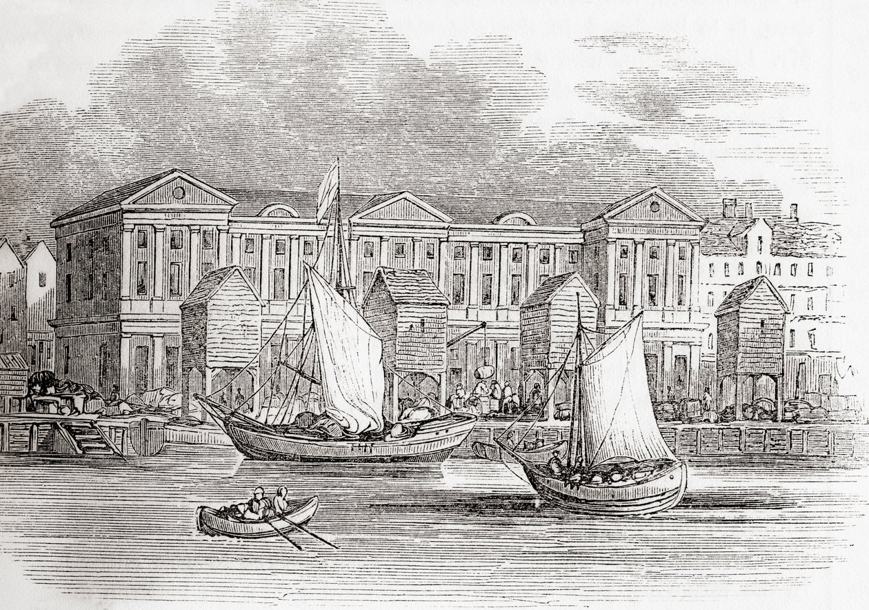 The Custom House, London, England, as it Appeared Before the Great Fire, from Old England: A Pictorial Museum, Published 1847 by English School