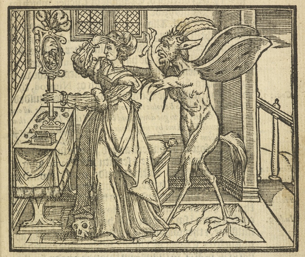 The Devil tempts a woman to Pride, from 